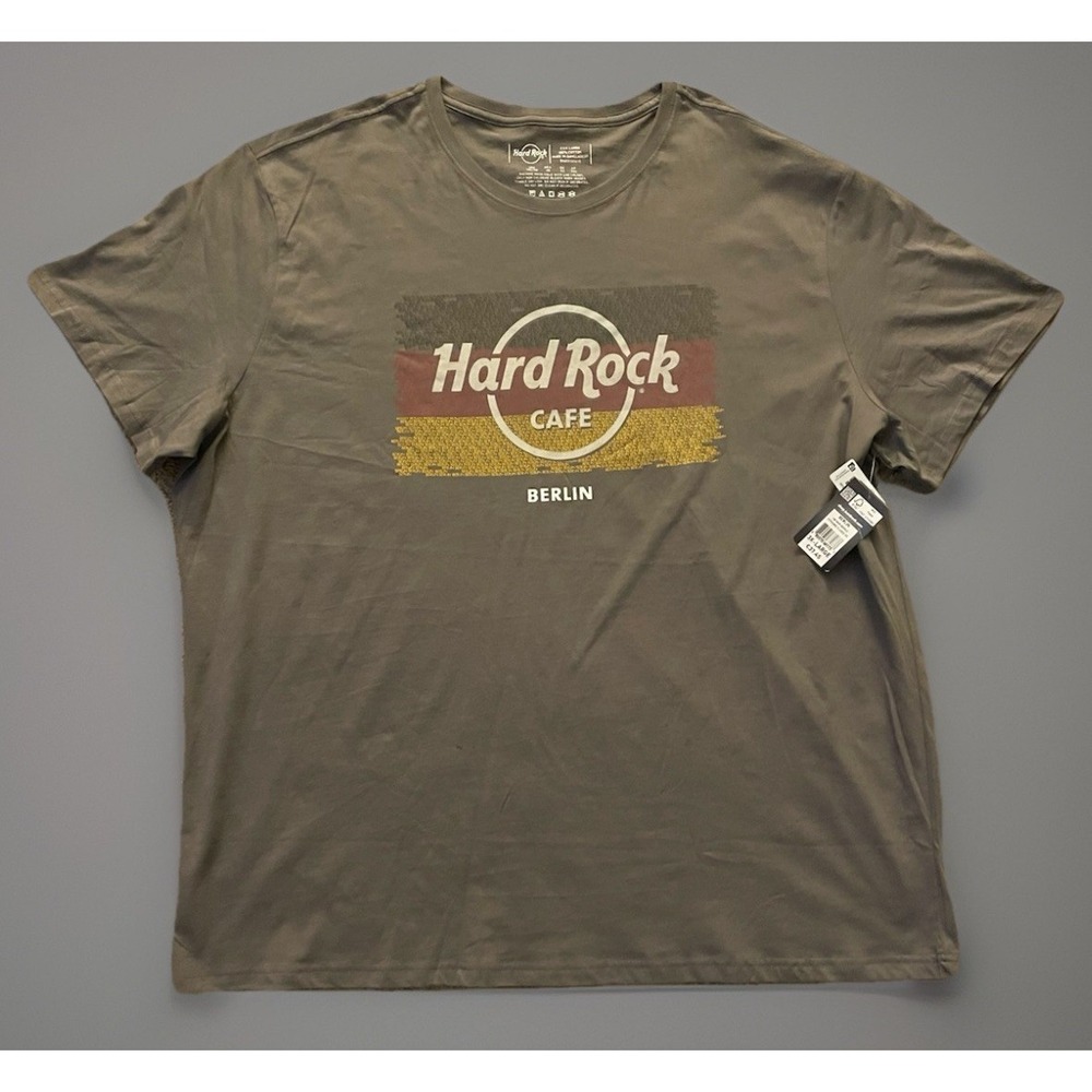 New Hard Rock Cafe Berlin Short Sleeve T-shirt Gray Print Flag Logo NWT 3XL JBHS
